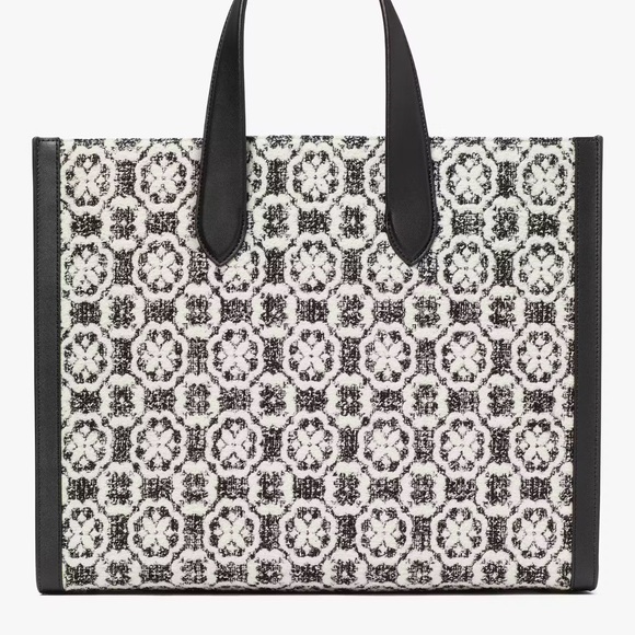 NWT💃Kate Spade Manhattan Spade Flower Monogram Tweed Large Tote Purse - Picture 3 of 12